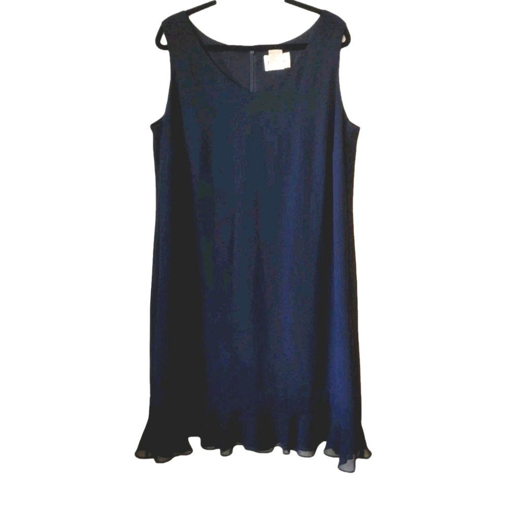 J. Taylor Black Swing Dress W/ Ruffled Hem Sleeveless 18 W Cocktail Date Night